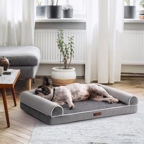 MEWOOFUN Orthopedic Dog Bed For Medium Large Dogs - Egg Foam Sofa With Waterproof Washable Cover, Supportive Pet Bed Grey, 40''x30'' (Option: WP146)